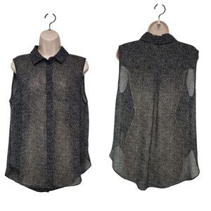 H&M Women's Spotted Sheer Sleeveless Tunic Blouse Size 12